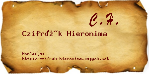 Czifrák Hieronima névjegykártya